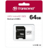 Transcend 64GB Micro SD UHS-I U1 Memory Card with Adapter (TS64GUSD300S-A) 