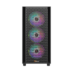 PC Power Flow Dark Mesh Mid Tower ATX Desktop Gaming Casing