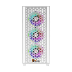 PC Power Gaming Casing PP-GS2401-WH Flow White Light Mesh Mid Tower