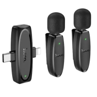 Hoco L15 Type C & Lightning Dual Mic Lavalier Wireless Microphone Black