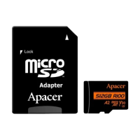 Apacer R100 MicroSDXC UHS-I U3 V30 A2 512GB Class-10 Memory Card with Adapter