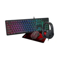 Redragon S107P-BA Wired Black Gaming Keyboard Mouse Headphones and Mouse Pad Combo