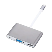 Yuanxin X-3218 Type-C Male to HDMI VGA 3.5mm Female Converter